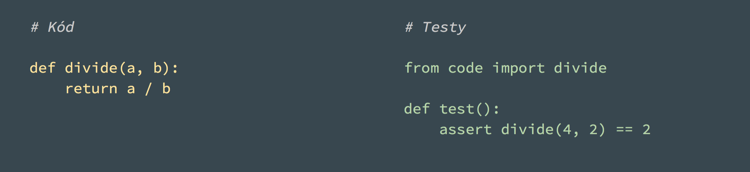 Ukázka testu napsaného ve frameworku pytest